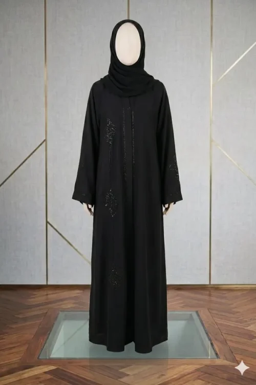 AZ 206 Black Crytal Work Abaya