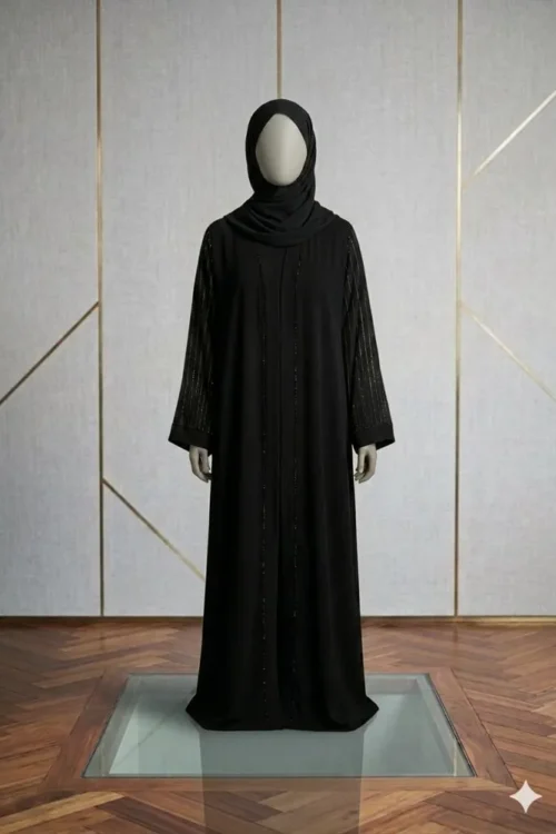 AZ 207- Black Crystal Work Abaya